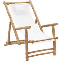 VidaXL 318594 chaise d'extérieur Terrace Siège rembourré Bambou, Polyester Crème, Blanc