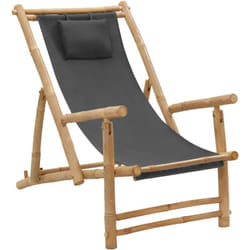 VidaXL 318595 chaise d'extérieur Terrace Siège rembourré Bambou, Polyester Gris