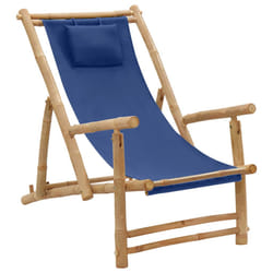 VidaXL 318596 chaise d'extérieur Terrace Siège rembourré Bambou, Polyester Bleu