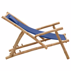 VidaXL 318596 chaise d'extérieur Terrace Siège rembourré Bambou, Polyester Bleu - Vue supplémentaire 4