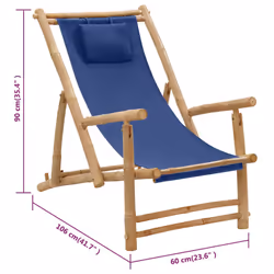 VidaXL 318596 chaise d'extérieur Terrace Siège rembourré Bambou, Polyester Bleu - Vue supplémentaire 8