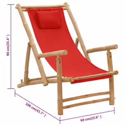 VidaXL 318597 chaise d'extérieur Terrace Siège rembourré Bambou, Polyester Rouge - Vue supplémentaire 8