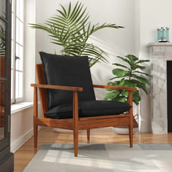 Vidaxl - Fauteuil noir cuir véritable et bois d'acacia solide