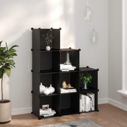 vidaXL Cubes de rangement 9 pcs Noir PP - TU