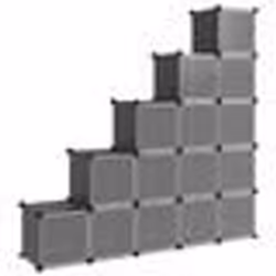 vidaXL Cubes de rangement 15 pcs avec portes Noir PP - TU