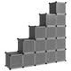 vidaXL Cubes de rangement 15 pcs avec portes Noir PP - TU