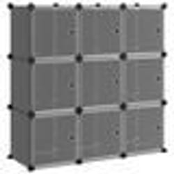 vidaXL Cubes de rangement 9 pcs avec portes noir PP - TU