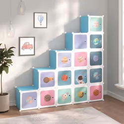 vidaXL Armoire de rangement pour enfants avec 15 cubes Bleu PP - TU