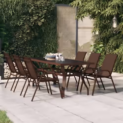 vidaXL Table de jardin Marron et noir 180x80x70 cm Acier et verre