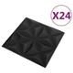 vidaXL Panneaux muraux 3D 24 pcs 50x50 cm noir origami 6 m²