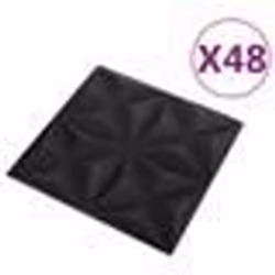 vidaXL Panneaux muraux 3D 48 pcs 50x50 cm noir origami 12 m²