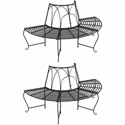 Enrichissez votre arbre préféré et créez un pavillon naturel d'ombrage avec ces bancs tour d'arbre demi-ronds ! Matériau haut ...
