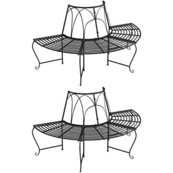 Vidaxl - Banc demi-circulaire tour d'arbre lot de 2 Ø159 cm Noir Acier