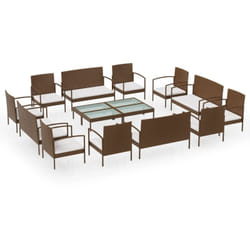 Vidaxl - Salon de jardin 16 pcs avec coussins Résine tressée Marron
