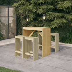 5 pcs Ensemble Table et Chaises de jardin - Set de 1 Table à manger + 4 Tabourets de bar Bois de pin imprégné vidaXL