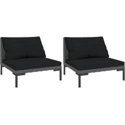 Vidaxl - Canapés de jardin 2 pcs avec coussins Résine tressée demi-ronde