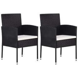 Vidaxl - Chaises de jardin coussins blanc crème 2pcs noir résine tressée