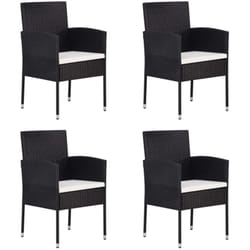 Chaises de jardin coussins blanc crème 4pcs noir résine tressée - Vidaxl