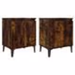 vidaXL Tables de chevet avec pieds en métal chêne fumé 40x30x50 cm - TU