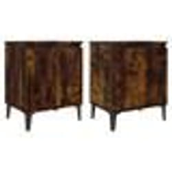 vidaXL Tables de chevet avec pieds en métal chêne fumé 40x30x50 cm - TU
