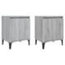 vidaXL Tables de chevet avec pieds en métal sonoma gris 40x30x50 cm - TU