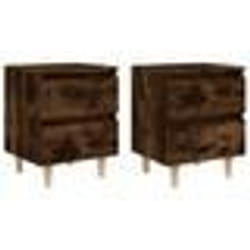 vidaXL Tables de chevet et pieds en bois 2 pcs Chêne fumé 40x35x50 cm - TU