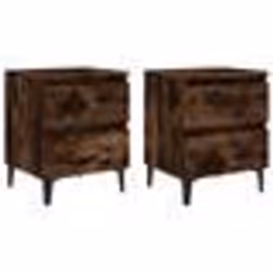 vidaXL Tables de chevet pieds en métal 2 pcs Chêne fumé 40x35x50 cm - TU
