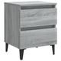 vidaXL Table de chevet avec pieds en métal Sonoma gris 40x35x50 cm - TU