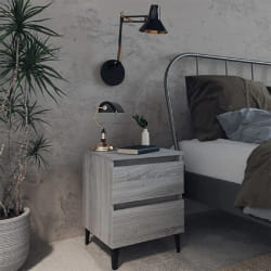 vidaXL Tables de chevet pieds en métal 2 pcs Sonoma gris 40x35x50 cm - TU