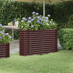 vidaXL Lit surélevé de jardin Acier enduit de poudre marron - TU
