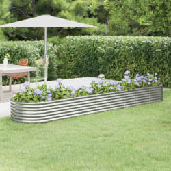 vidaXL Lit surélevé de jardin Acier enduit de poudre Argenté - TU