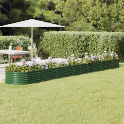 vidaXL Lit surélevé de jardin Acier enduit de poudre 512x80x36 cm Vert - TU