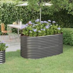 vidaXL Lit surélevé de jardin Acier enduit de poudre 152x80x68 cm gris - TU