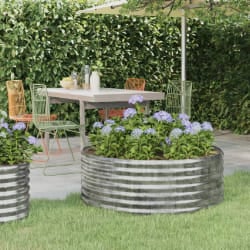 Lit surélevé de jardin acier enduit 100x100x36 cm arg