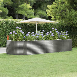 Lit Surélevé De Jardin Gris 367x140x68cm Acier Enduit De Poudre