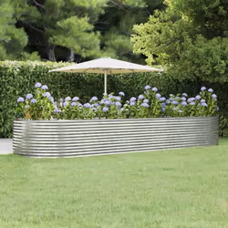 vidaXL Lit surélevé de jardin Argenté Acier enduit de poudre - TU