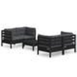 vidaXL Salon de jardin 5 pcs avec coussins anthracite bois de pin