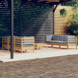 vidaXL Salon de jardin 7 pcs - Gris foncé