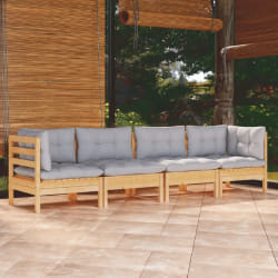 vidaXL Salon de jardin 4 pcs Bois de Pin Gris