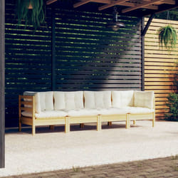 Salon De Jardin 4 Pcs Avec Coussins Crème Bois De Pin Massif Vidaxl