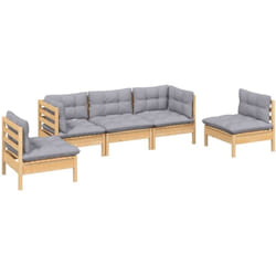 Vidaxl - Salon de jardin 5 pcs avec coussins gris bois de pin massif