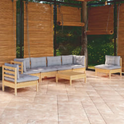 VidaXL Salon de jardin 7 pcs - Gris