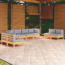 vidaXL Salon de jardin 8 pcs - Bois de pin massif