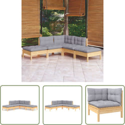 Salon De Jardin 5 Pcs Avec Coussins Gris Bois De Pin Vidaxl