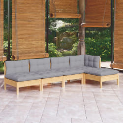 vidaXL Salon de jardin 5 pièces - Gris