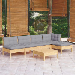 VIDAXL Salon de jardin 6 pcs Gris