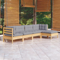 Salon de jardin vidaXL - Coussins gris