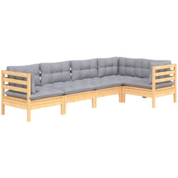 Salon De Jardin 5 Pcs Avec Coussins Gris Bois De Pin Vidaxl
