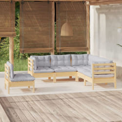 Salon De Jardin 5 Pcs Avec Coussins Gris Bois De Pin Vidaxl