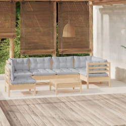 VIDAXL Salon de jardin 7 pcs - Gris